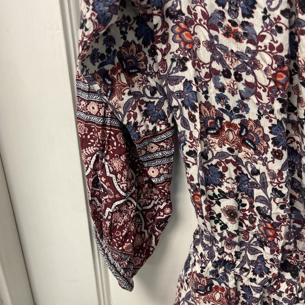 American Eagle Outfitters Floral Blouse Boho Artsy Mixed Prints Hippie Womens M - Picture 10 of 14